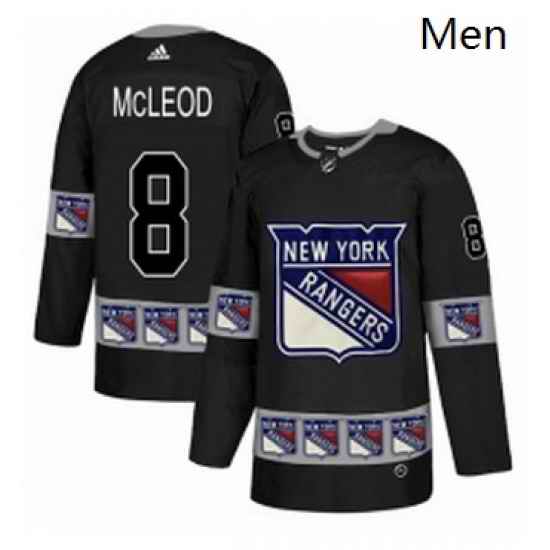 Mens Adidas New York Rangers 8 Cody McLeod Authentic Black Team Logo Fashion NHL Jersey